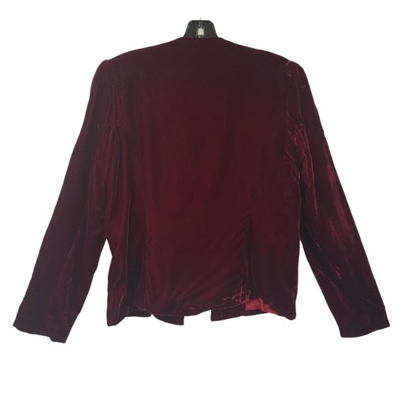 Jeri New York Velvet Jacket Blazer Womens 8 Burgundy Rhinestones Long Sleeve - Picture 2 of 16